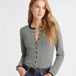 🆕 Madewell Houndstooth Crewneck Cardigan in 100% Merino Wool
